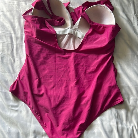 Bold Pink One-Piece Swimsuit with Full Coverage - Picture 4 of 6